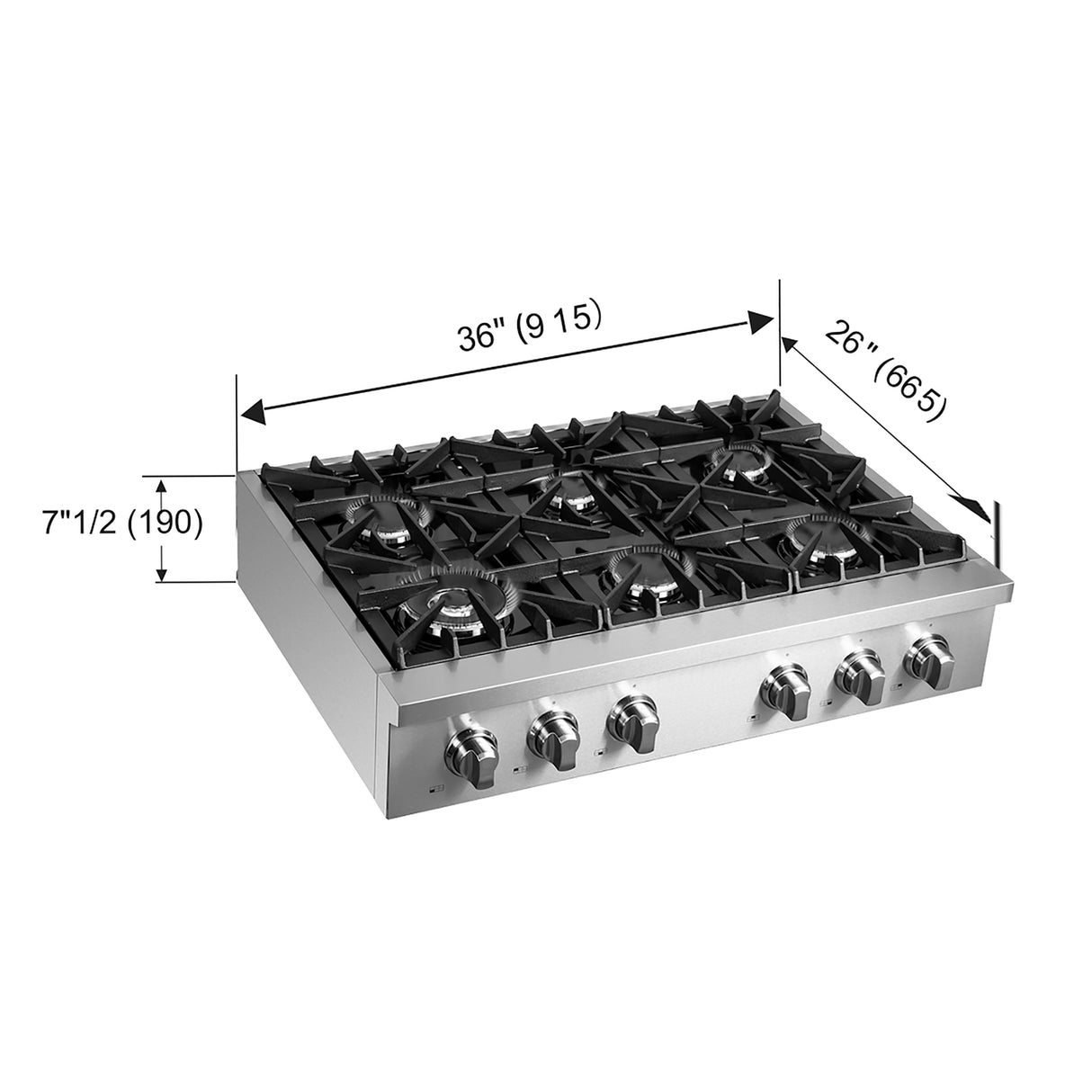 FCTGS5737-36 Forno Gas Rangetop Dimensions