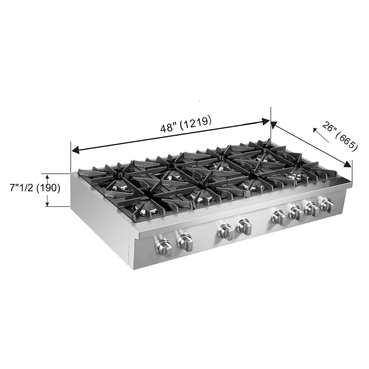 FCTGS5737-48 Forno Gas Rangetop Dimensions