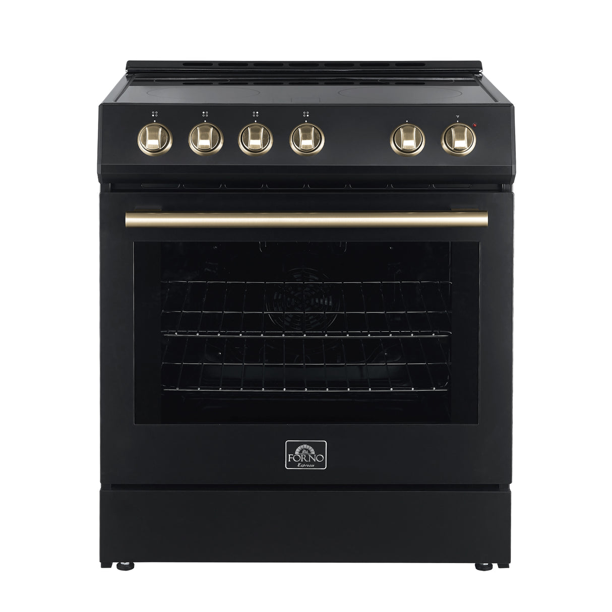 FFSEL6022-30BLK-leonardo-espresso-electric-range-front-antique-brass