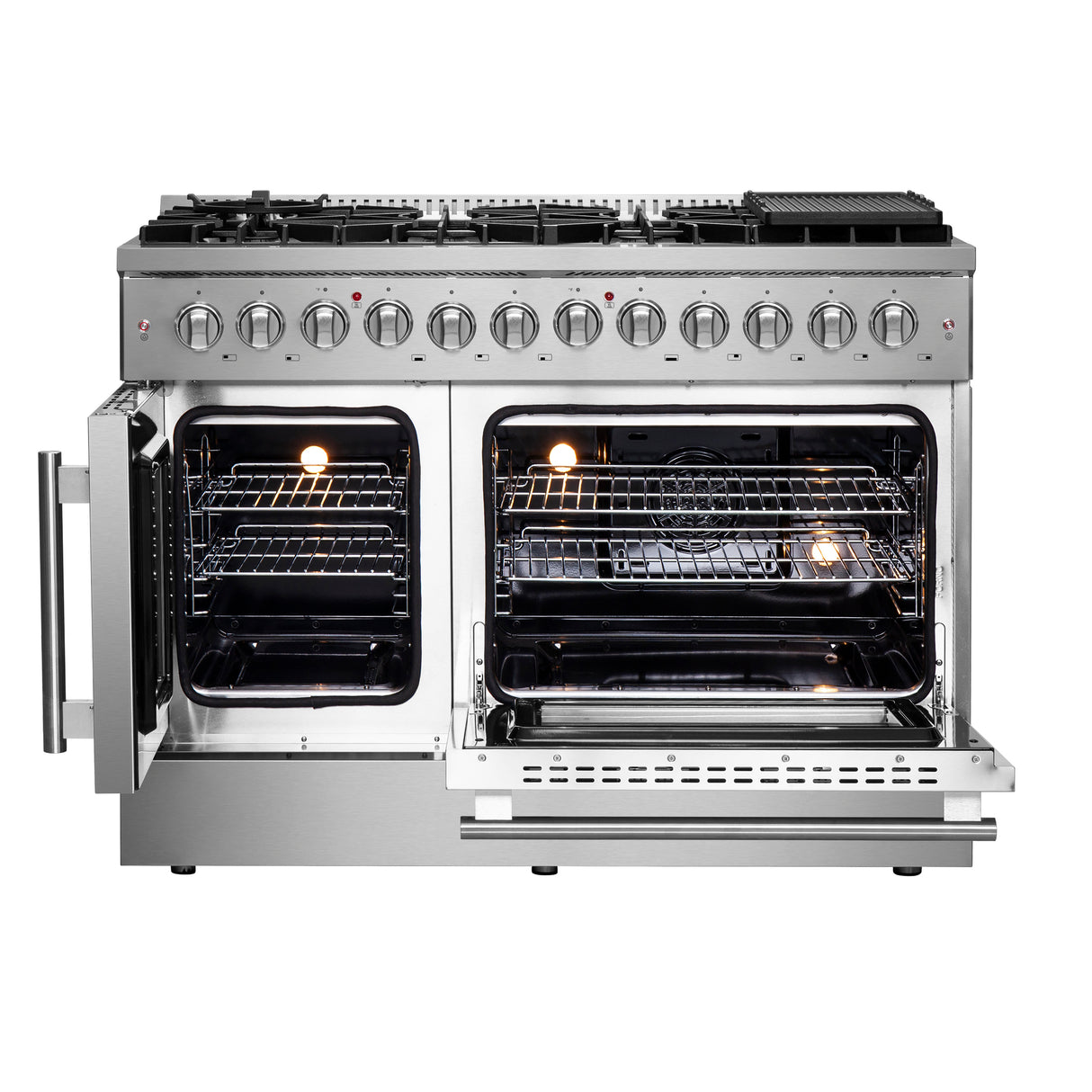 FFSGS6356-48 Forno Galiano French Door Dual Fuel Double Oven Range