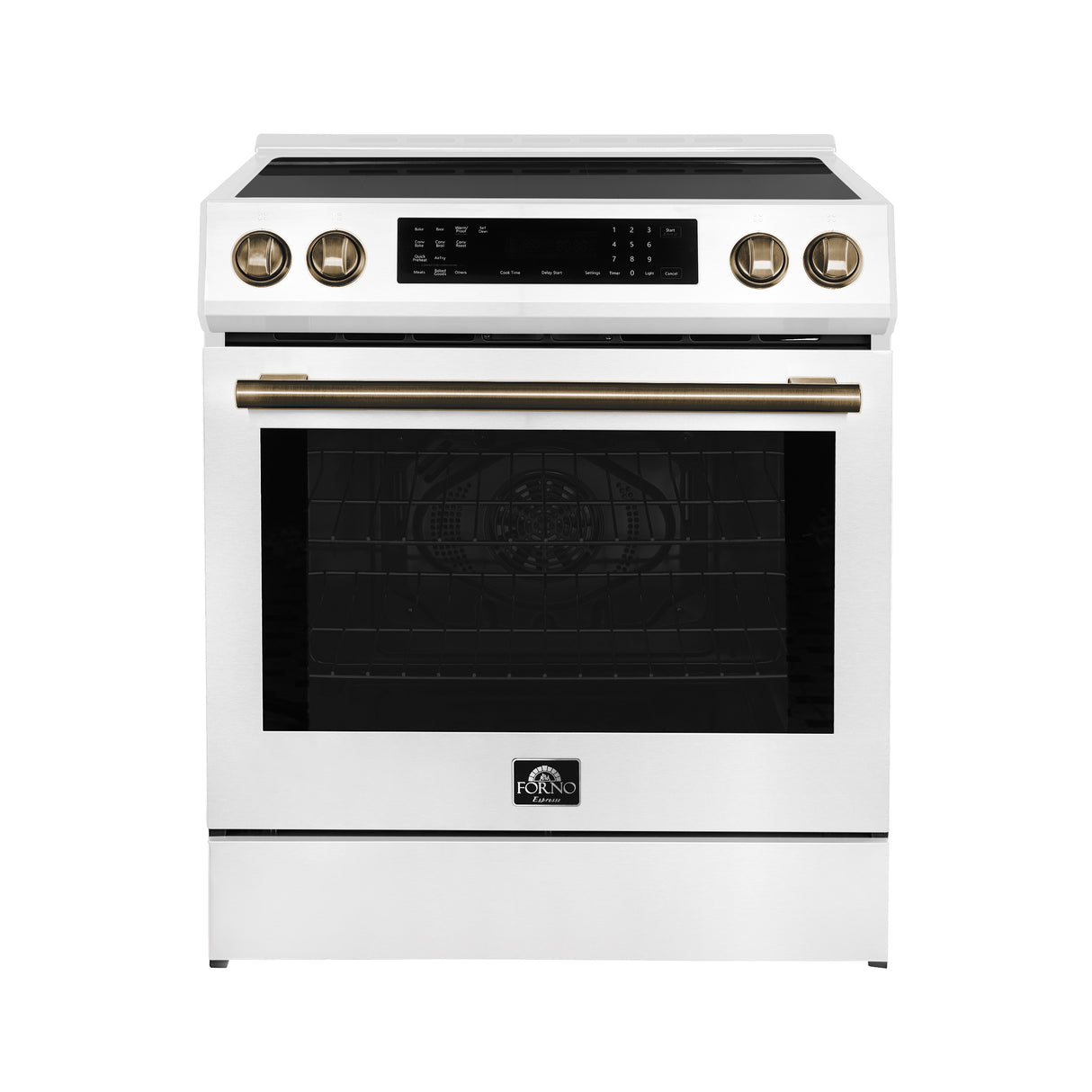 FFSIN0905-30WHT-espresso-leonardo-induction-range-front-antique-brass