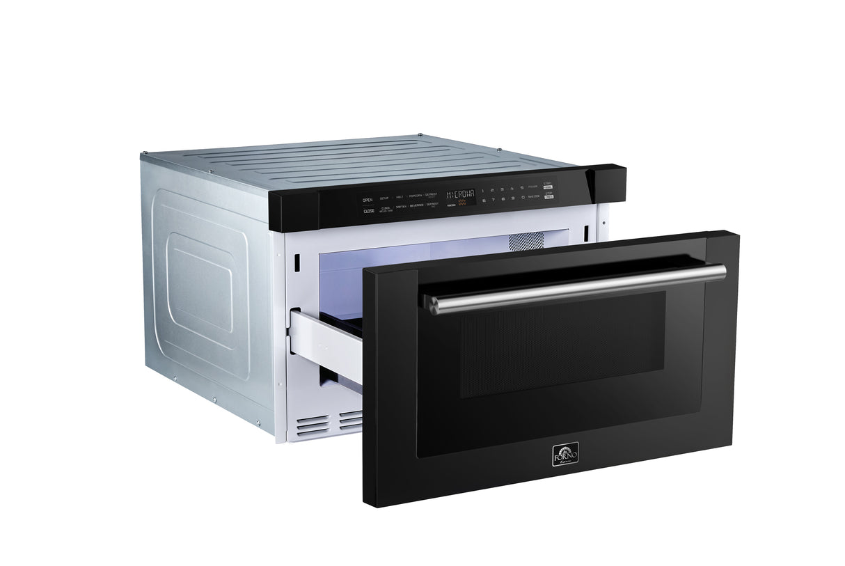 Microwave_FMWDR3000-24BLK_2024-08_Angled_Left_Door_Open_V1