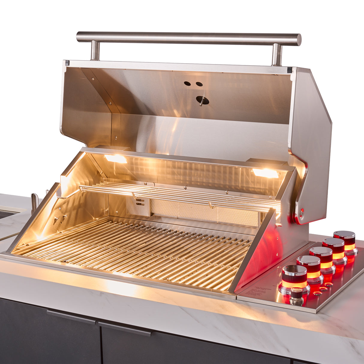 Outdoor_Kitchen_FODKT2575WHT_V1_Right_Angle_BBQ_Hood_Open_2024-12-05