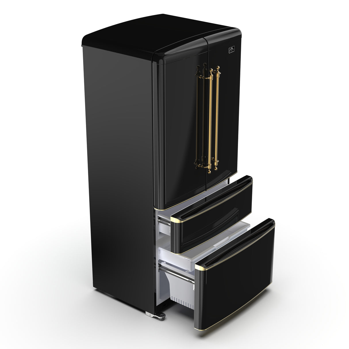 Refrigerator_FFFFD1791-33BLK_V1_Angle_Left_Drawer_Opem_2024-10-01