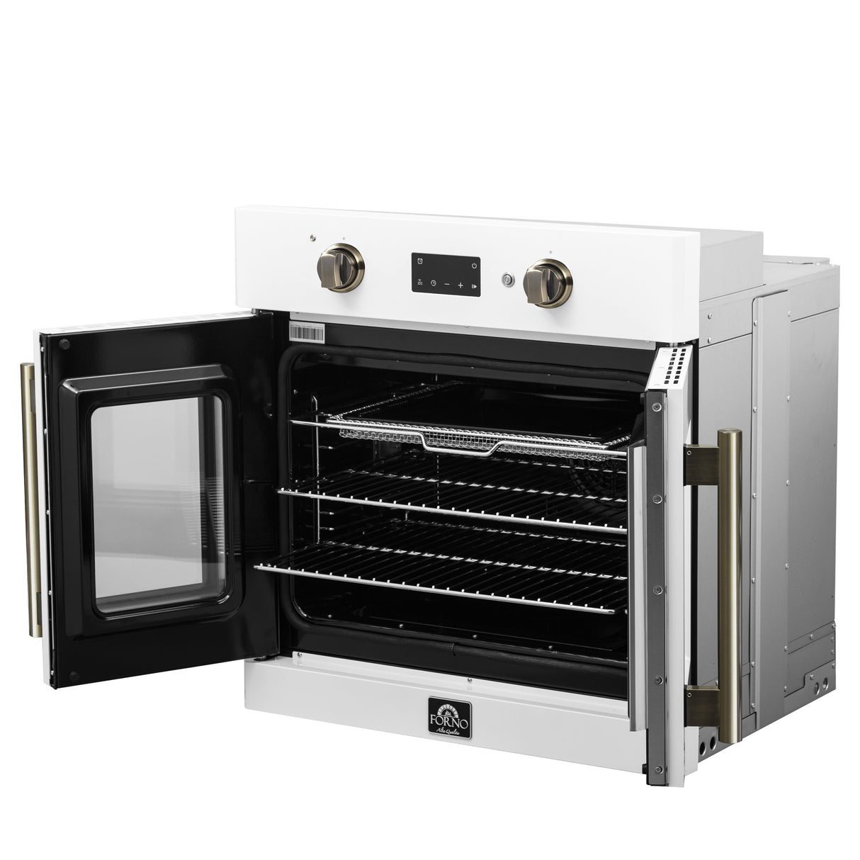 Wall_Oven_FBOEL1333-30WHT_V1_7_Right_Angle_Door_Open_2025-02-14