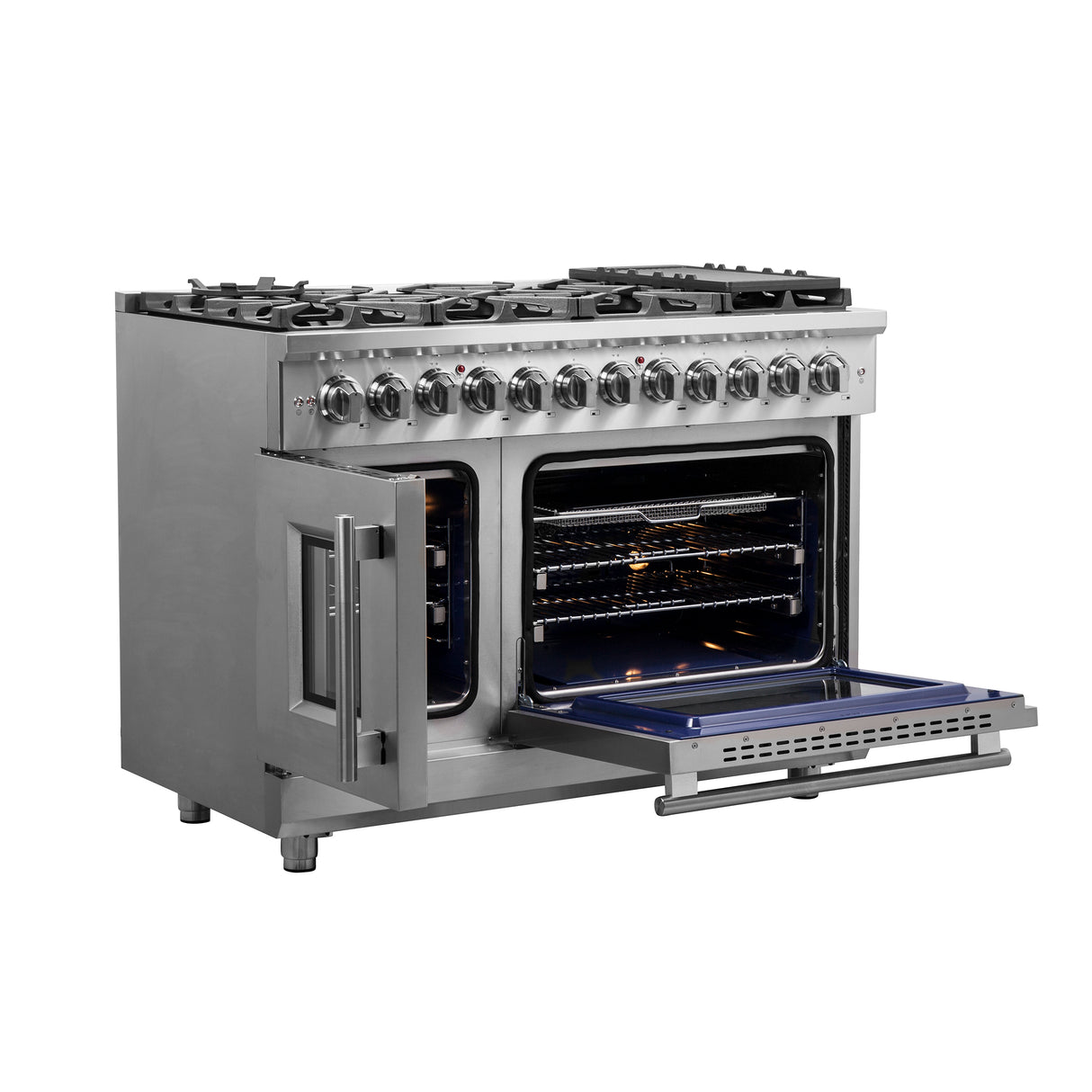 FFSGS6325-48-forno-massimo-french-door-dual-fuel-range-side-left-open