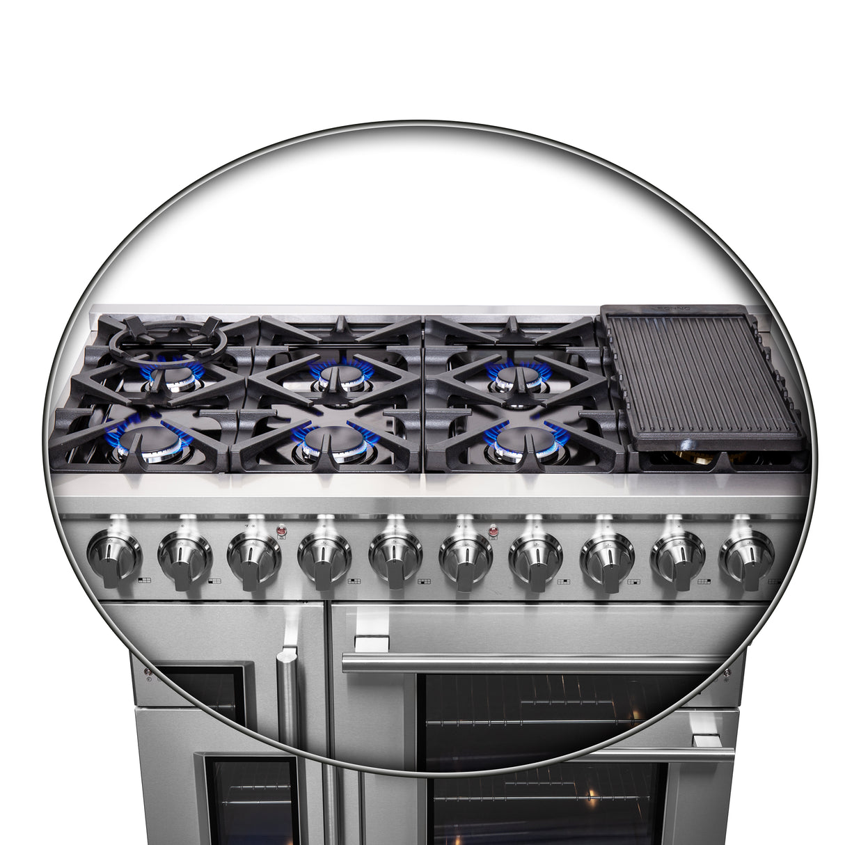 FFSGS6439-48 Forno Massimo French Door Gas Range Cooktop Feature