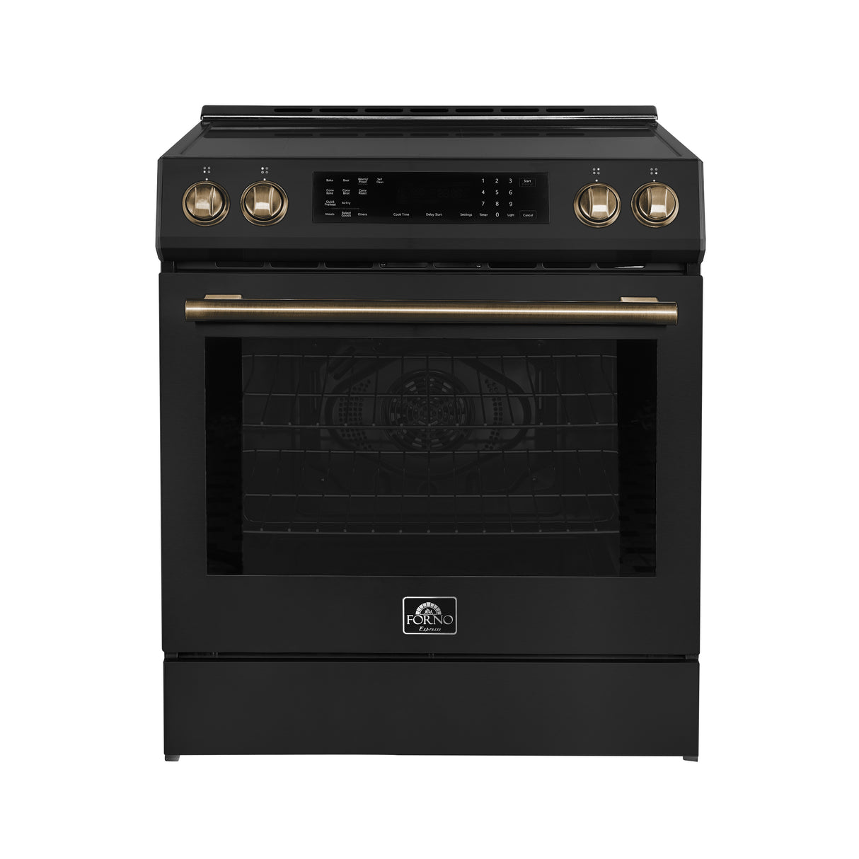 FFSIN0905-30BLK-espresso-leonardo-induction-range-front-antique-brass