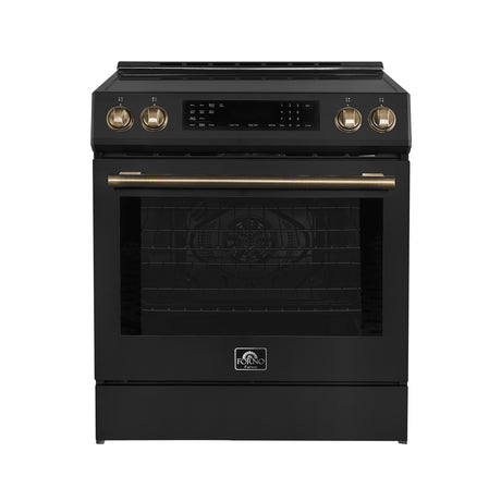 FFSIN0905-30BLK-espresso-leonardo-induction-range-front-antique-brass