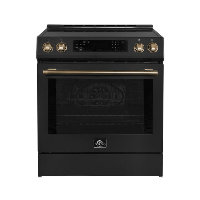 FFSIN0905-30BLK-espresso-leonardo-induction-range-front-antique-brass