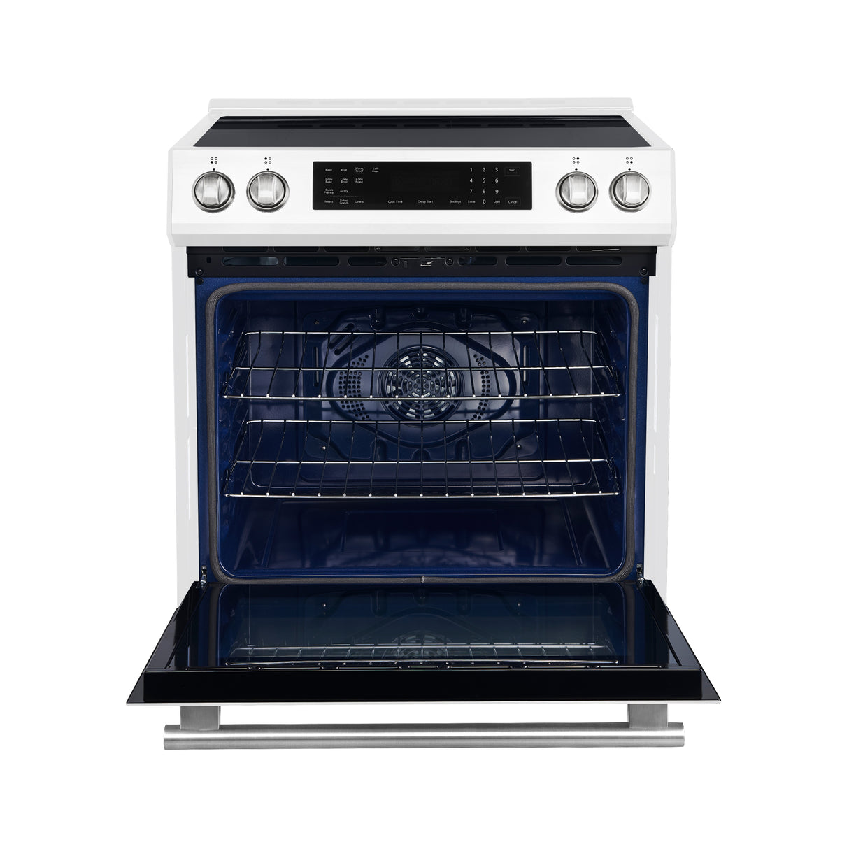 FFSIN0905-30WHT-espresso-leonardo-induction-range-front-open