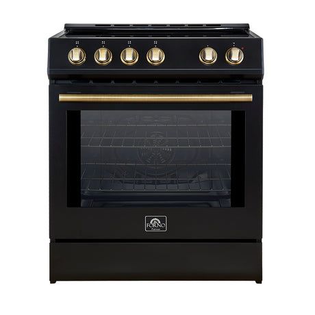 FFSIN0982-30BLK-Leonardo-30-inc-Induction-Range-Black-Front-Close with light on-AB