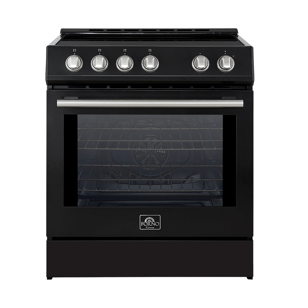 FFSIN0982-30BLK-Leonardo-30-inc-Induction-Range-Black-Front-Close with light on-SS