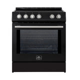 FFSIN0982-30BLK-Leonardo-30-inc-Induction-Range-Black-Front-Close with light on-SS