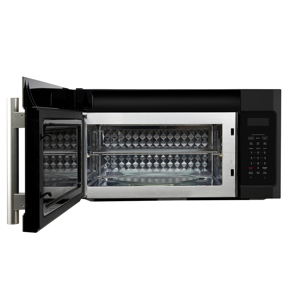 OTR_Microwave_FOTR3038-30BLK_V1_Stainless_Handle_Front_Door_Open_2025-01-16
