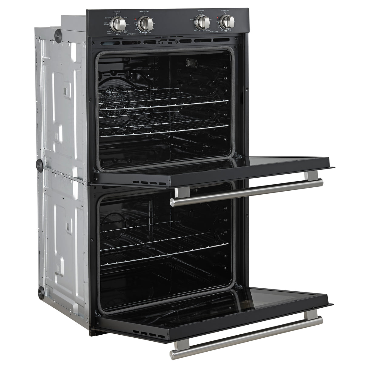 Wall-Oven_FBOEL1324-30BLK_Left-Angle-Opened-SS_2025-2025-07-30