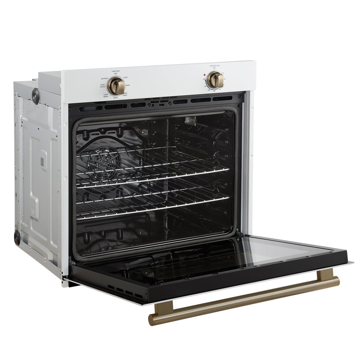 Wall-Oven_FBOEL1370-30WHT_Left-Angle-Opened_2025-07-30