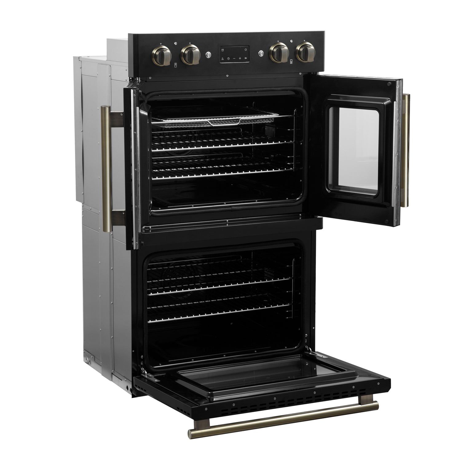 Wall_Oven_FBOEL1340-30BLK_V1_7_Left_Angle_Door_Open_2025-02-13