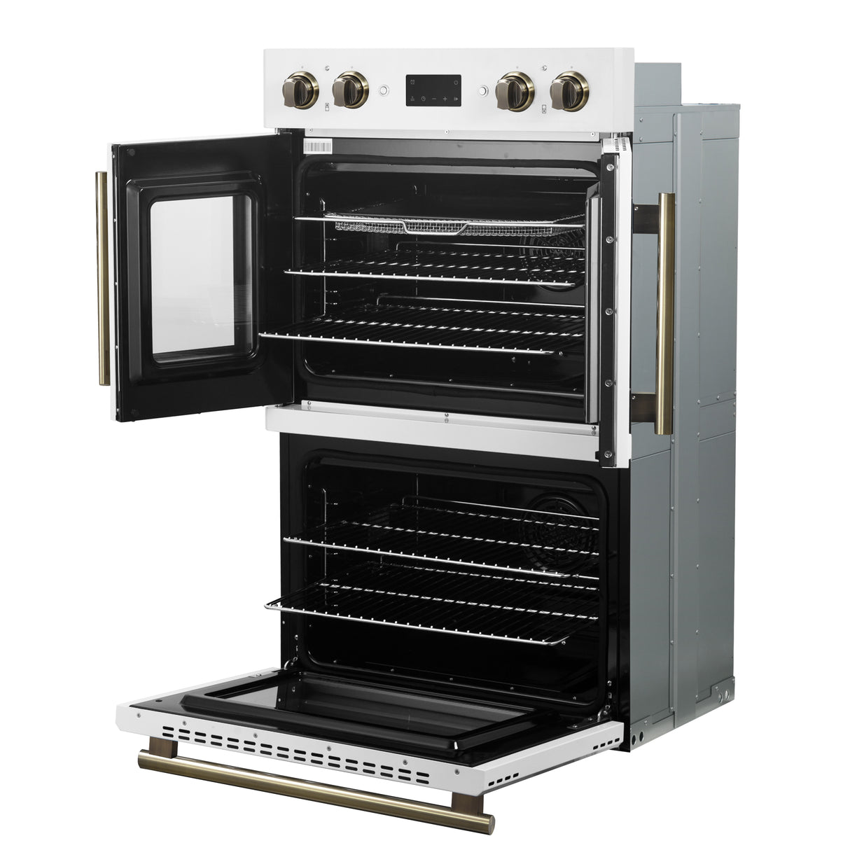 Wall_Oven_FBOEL1340-30WHT_V1_7_Right_Angle_Door_Open_2025-02-14
